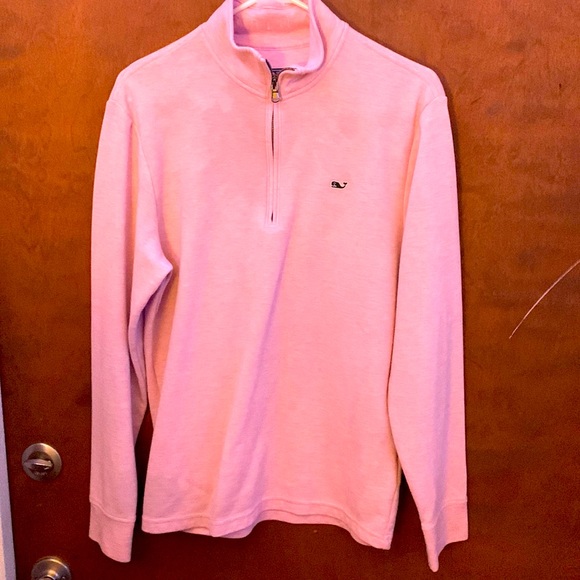 vineyard vines Men's Saltwater Quarter-Zip Pullover Sweater, Pink Cloud Solid - Picture 1 of 2